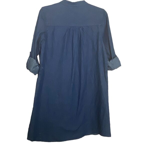 FallingFlowerOld NavyDarkBlueMidi Women’s Shirt Dress LongSleeve ButtonUpSize Xl - Picture 3 of 13